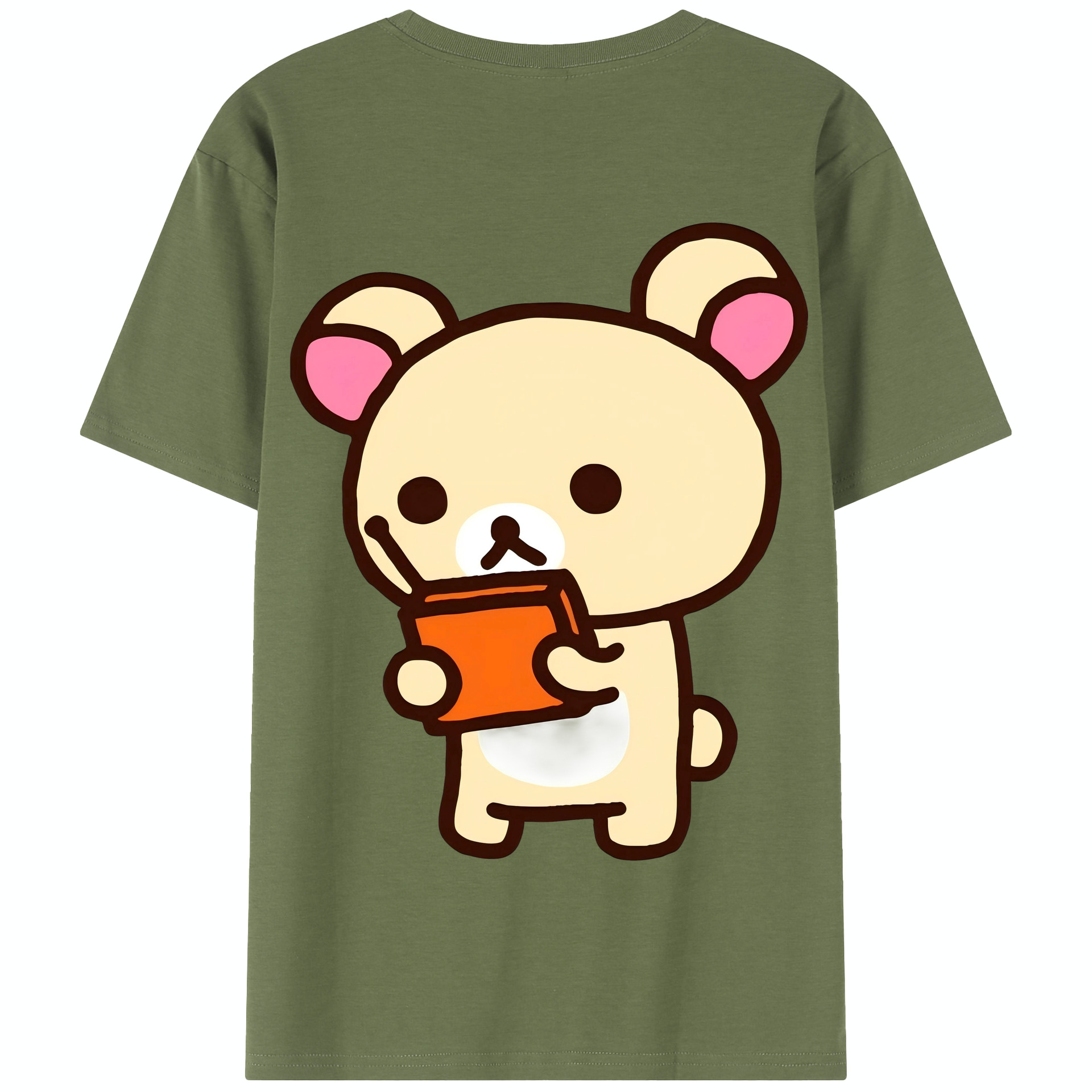 （画像用） リラックマ リラックマ キイロイトリ Rilakkuma Korilakkuma Kiiroitori 綿100％半袖Tシャツ（背面プリント）